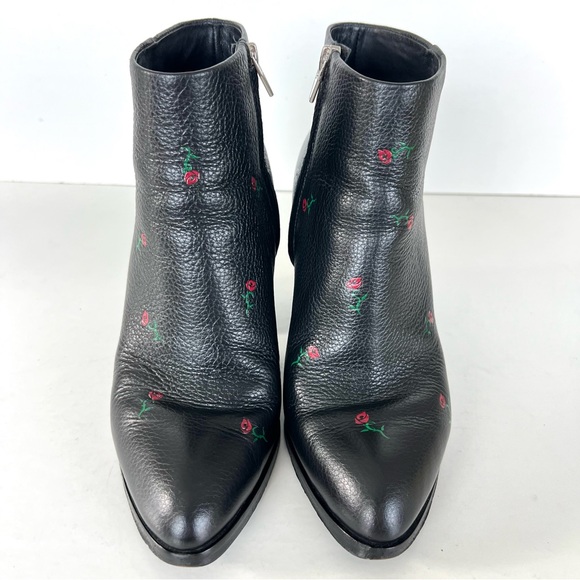 ALEXANDER WANG Gabi Red Rose w Black Leather Silver Cutout Heel Ankle Boot Sz 38 - Picture 8 of 14